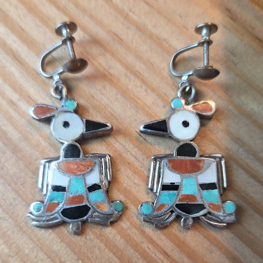 Vintage Zuni Thunderbird Earrings